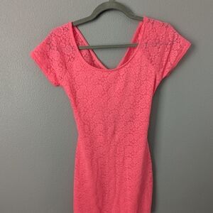 Forever 21 Vibrant Pink Lace Mini Dress